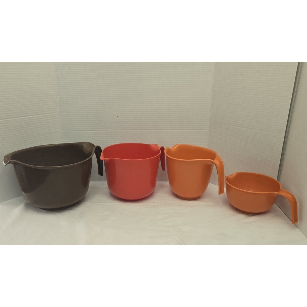 Vtg Rubbermaid Grip-N-Mix Nesting Bowls Lot 4 Autumn Gradient 70s 2663 2661 3504